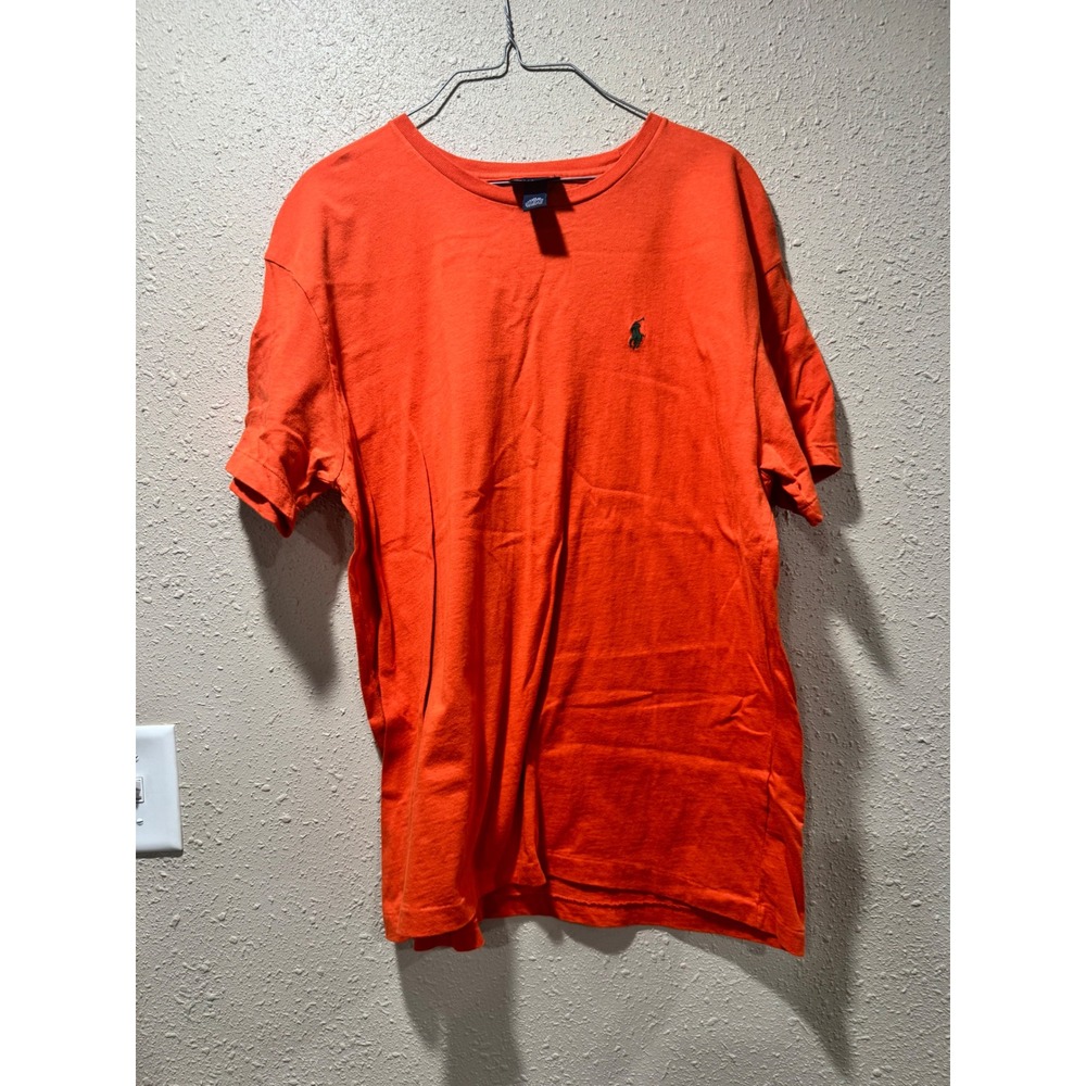 Polo Ralph‎ Lauren Mens Orange Short Sleeve Pony Logo Crewneck Cotton T-Shirt M